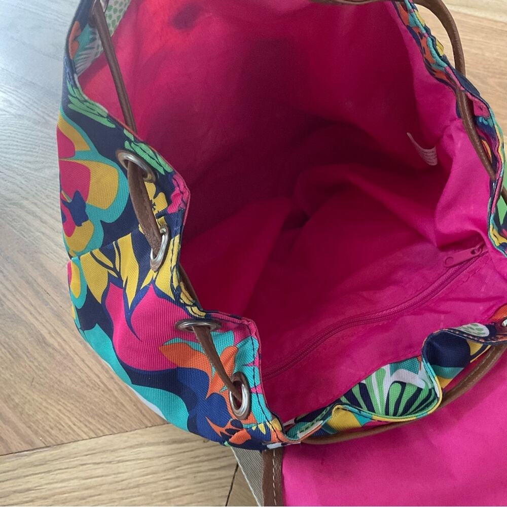 Lily Bloom Vibrant Flower Backpack Eco Friendly Drawstring Travel School Bag - Picture 12 of 12